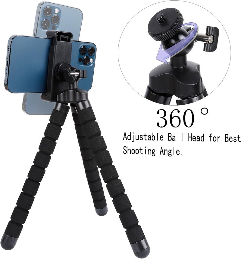 Acuvar Flexible Phone Tripod for iPhone and Android with Wireless Remote and Clip Portable Small Tripod Stand for Video Recording Vlogging Selfies Live Streaming Photography Black - Image 4